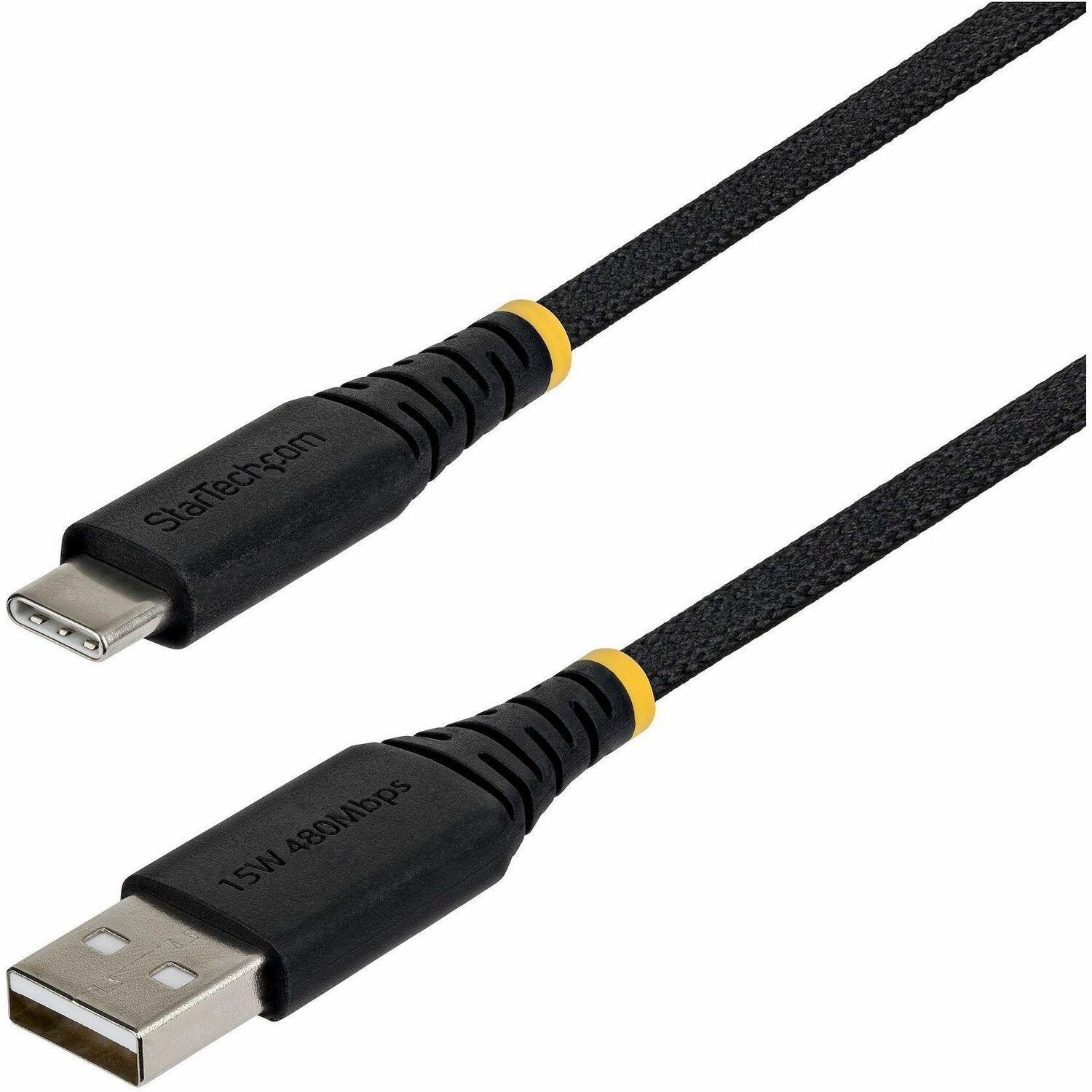 StarTech 6ft (1.8m) USB-A to USB-C Fast Charging Cable, 15W 3A, Braided Nylon/TPE Jacket, Durable USB-A to Type C Charger Cord