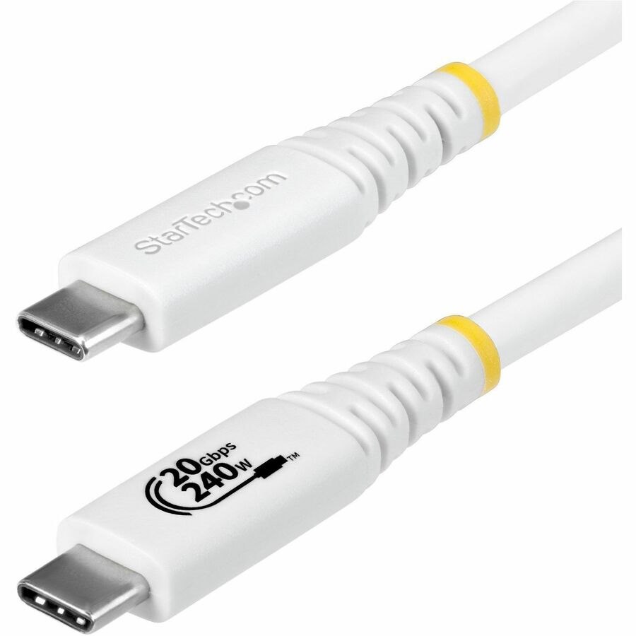 StarTech.com 2m (6.6ft) USB4 Cable, 20Gbps, USB-IF Certified USB-C Cable, 240W PD EPR, 4K 120Hz DP 1.4, TPE Jacket, White USB-C Cord