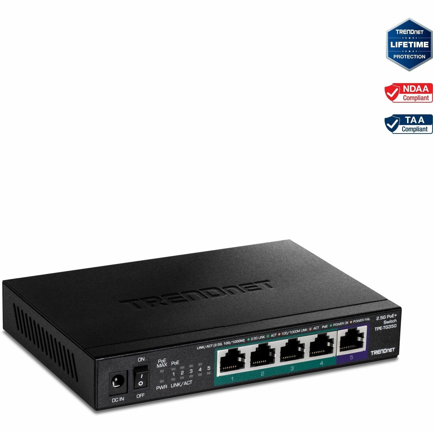 TRENDnet TPE-TG350 5 Ports Ethernet Switch - 2.5 Gigabit Ethernet - 2.5GBase-T - TAA Compliant