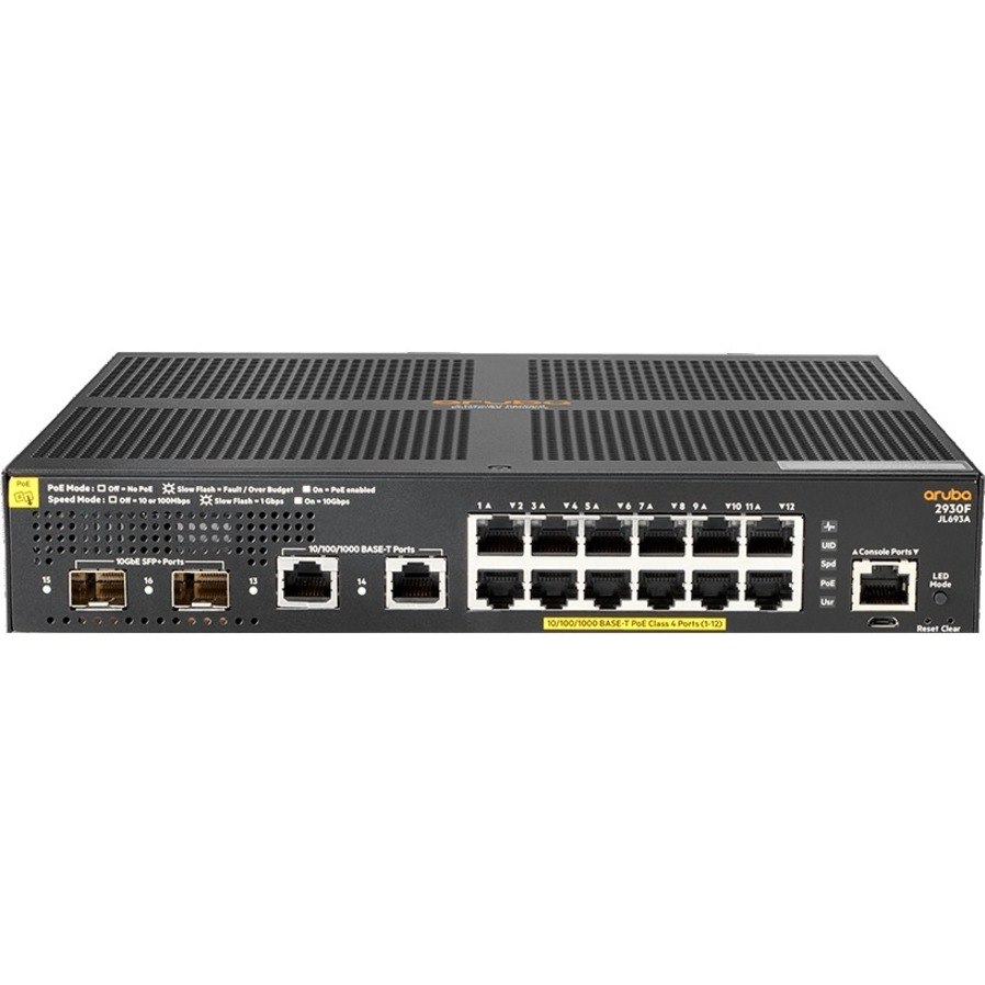 HPE 2930F 12 Ports Manageable Layer 3 Switch - Gigabit Ethernet, 10 Gigabit Ethernet - 10/100/1000Base-T, 10GBase-X