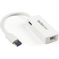 StarTech.com USB 3.0 to Gigabit Ethernet Adapter NIC w/ USB Port - White
