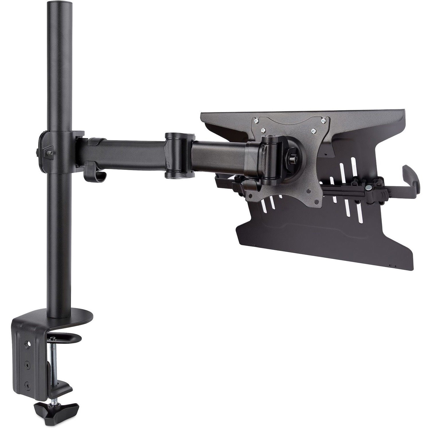 StarTech.com Laptop Desk Mount, Monitor and Laptop Arm Mount, Displays up to 34" (17.6lb/8kg), VESA Laptop Tray Arm, Clamp / Grommet