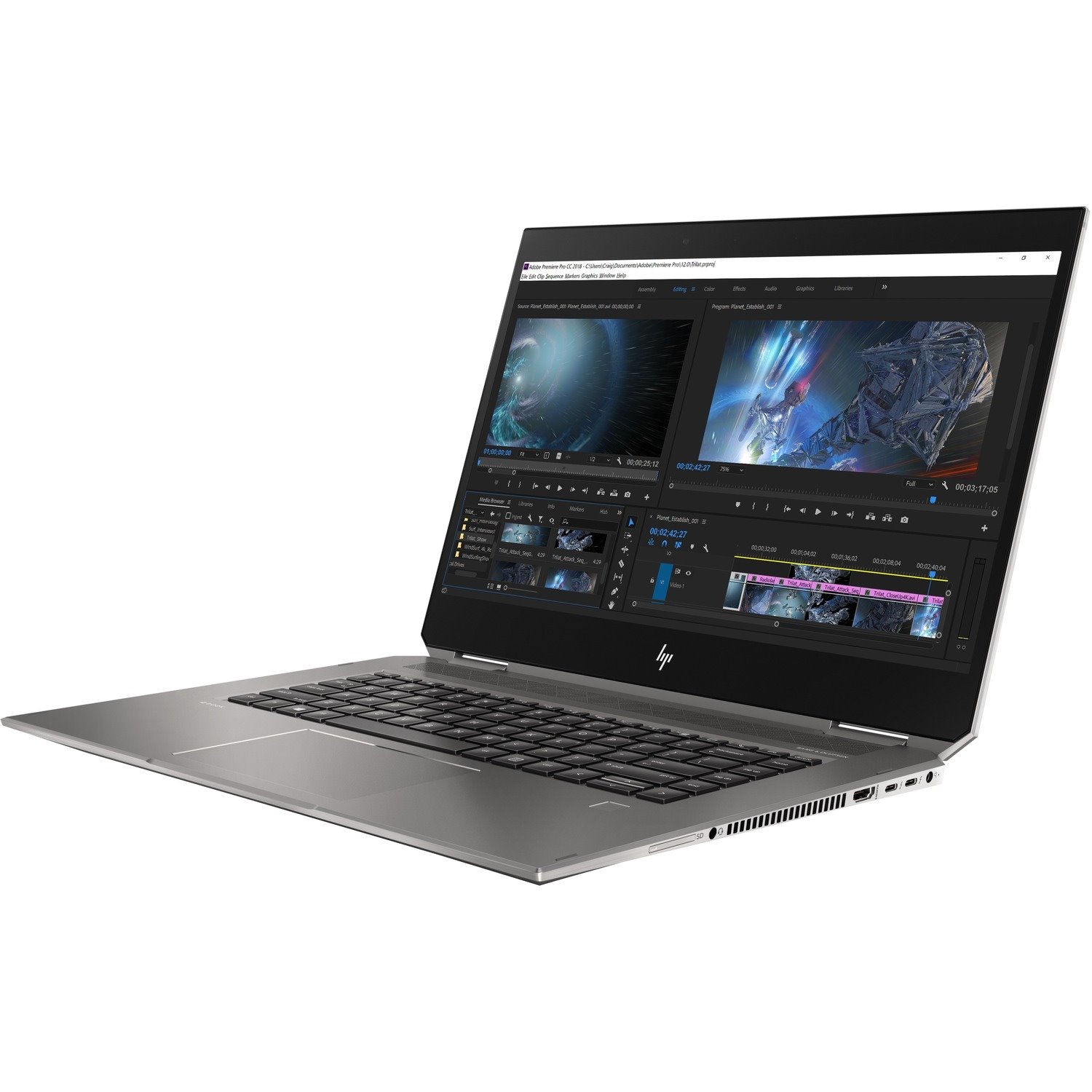 HP ZBook Studio x360 G5 15.6" Touchscreen Convertible 2 in 1 Mobile Workstation - 4K UHD - Intel Core i7 9th Gen i7-9750H - 16 GB - 512 GB SSD - English Keyboard