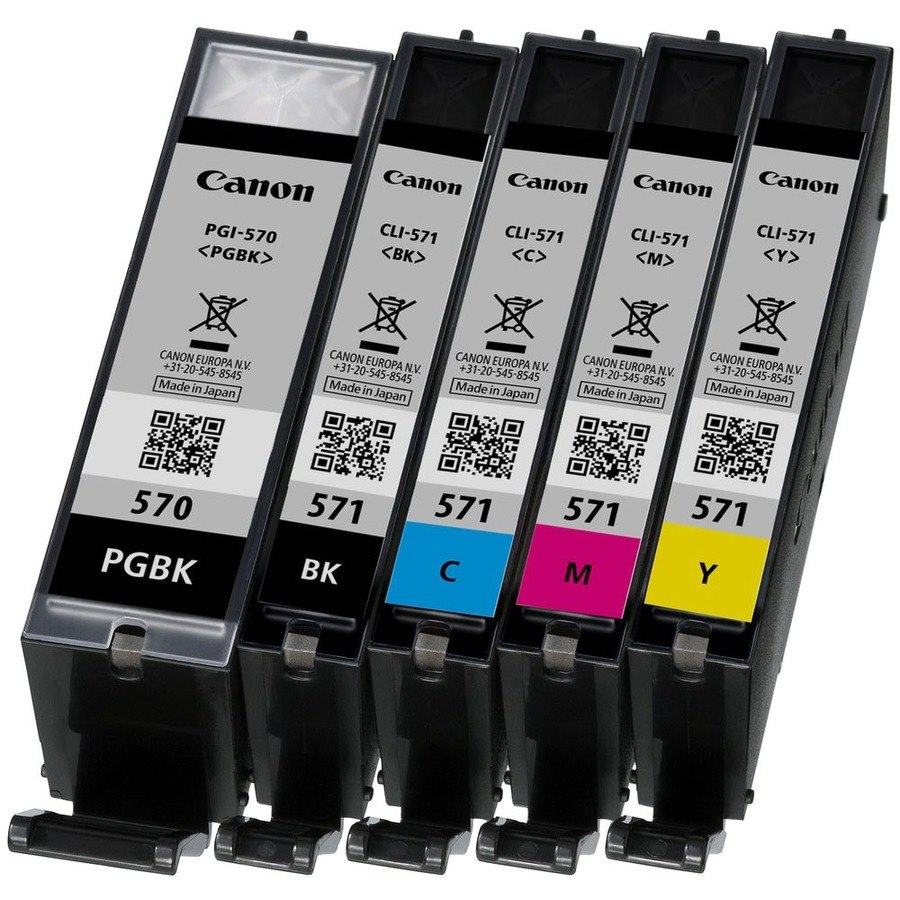 Canon CLI-571 Original Standard Yield Inkjet Ink Cartridge - Black, Cyan, Magenta, Yellow - 4 / Pack