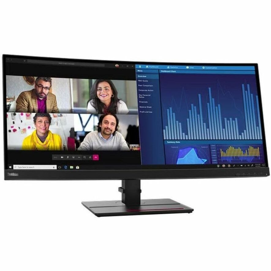 Lenovo ThinkVision P34w-20 34" Class UWQHD Curved Screen LED Monitor - 21:9 - Raven Black