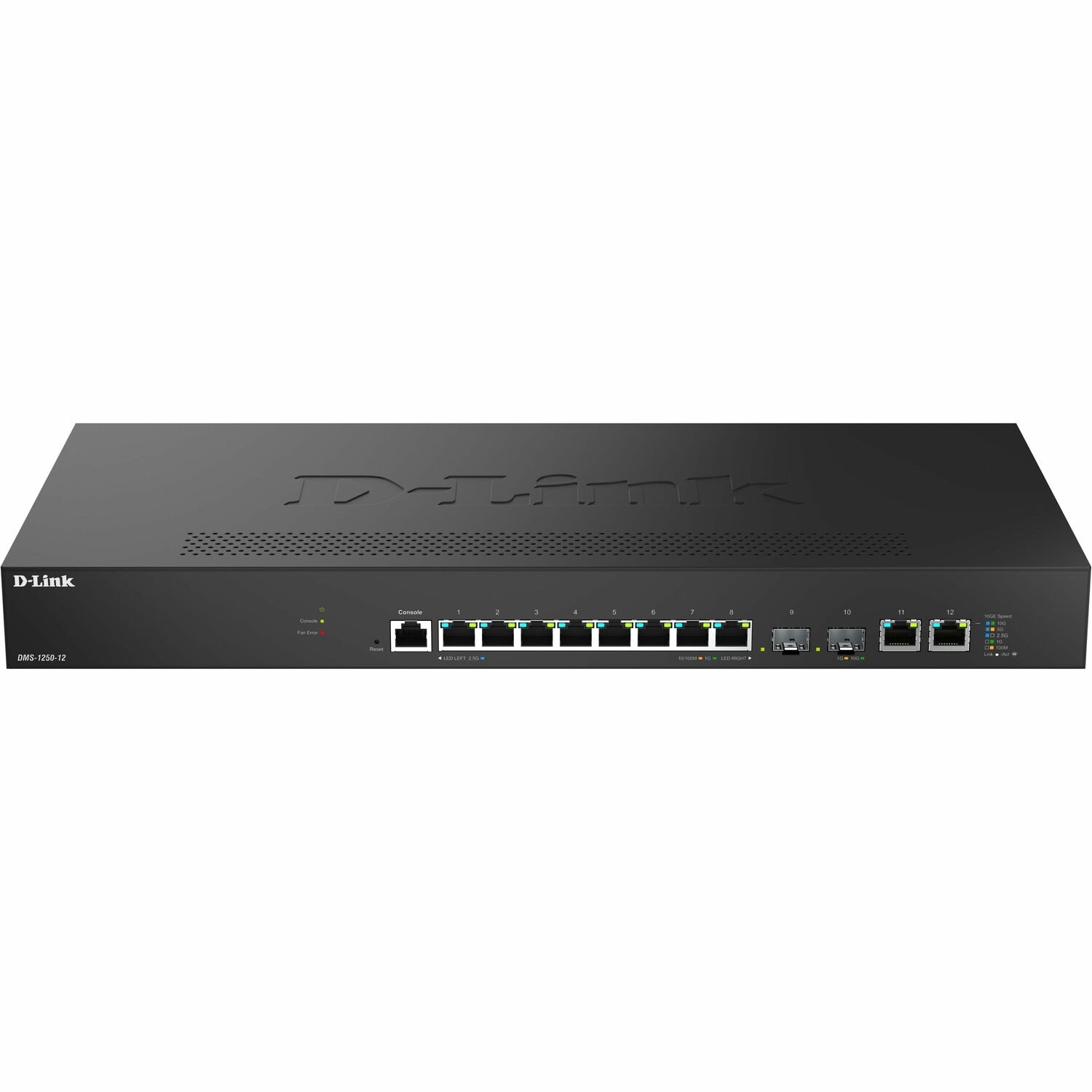 D-Link DMS-1250 DMS-1250-12 10 Ports Manageable Ethernet Switch - Gigabit Ethernet, 10 Gigabit Ethernet, 2.5 Gigabit Ethernet, 5 Gigabit Ethernet - 2.5GBase-T, 10GBase-T, 10GBase-X, 100/1000Base-T, 5GBase-T