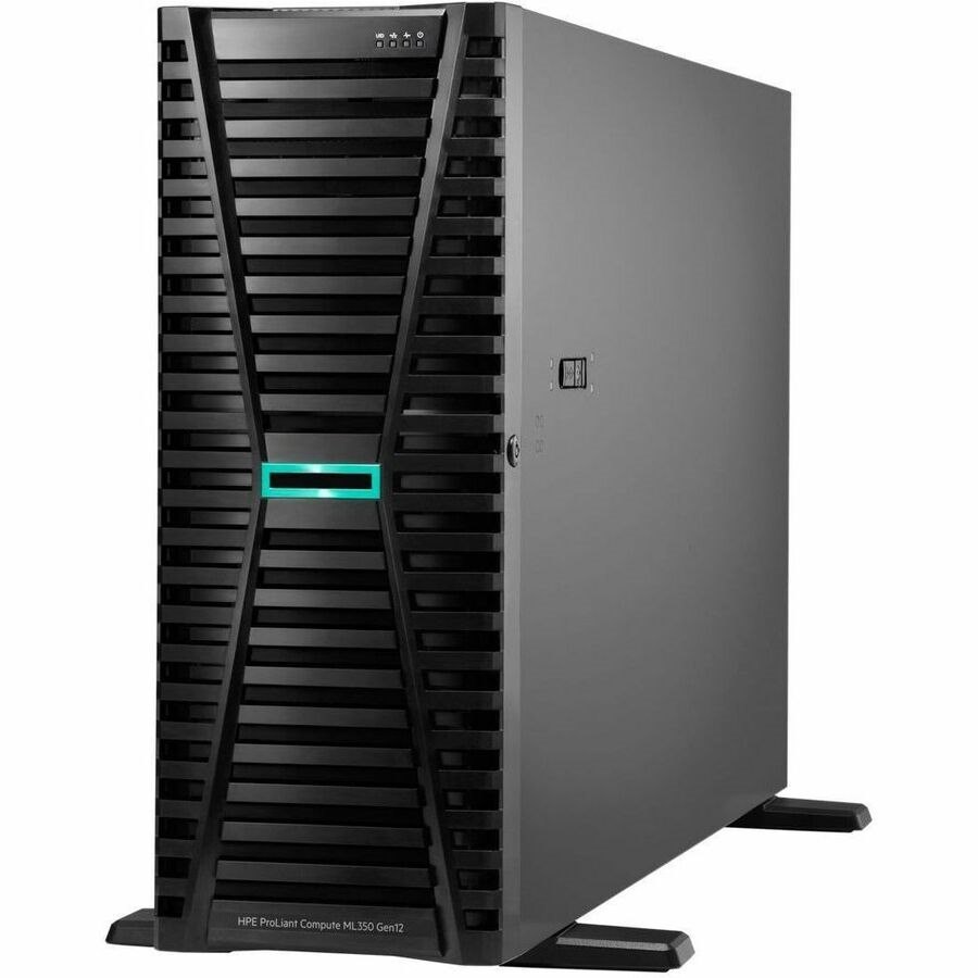 HPE ProLiant ML350 Gen12 4U Tower Server - 1 x Intel Xeon 6505P 2 GHz - 64 GB RAM - 1.88 TB SSD - (2 x 960GB) SSD Configuration - Serial ATA/600, 12Gb/s SAS, NVMe Controller