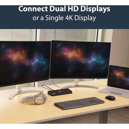 StarTech.com USB 3.0 Docking Station - Windows / macOS Compatible - Supports Dual Displays, HDMI / DisplayPort or 4K Ultra HD on a Single Monitor - USB3DOCKHDPC