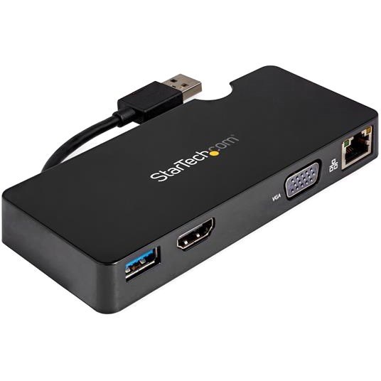 StarTech.com USB 3.0 Multiport Adapter + USB-C to USB-A Cable - Mac & Windows - For USB-A or USB-C laptops - HDMI & VGA - 1x USB-A Port - GbE