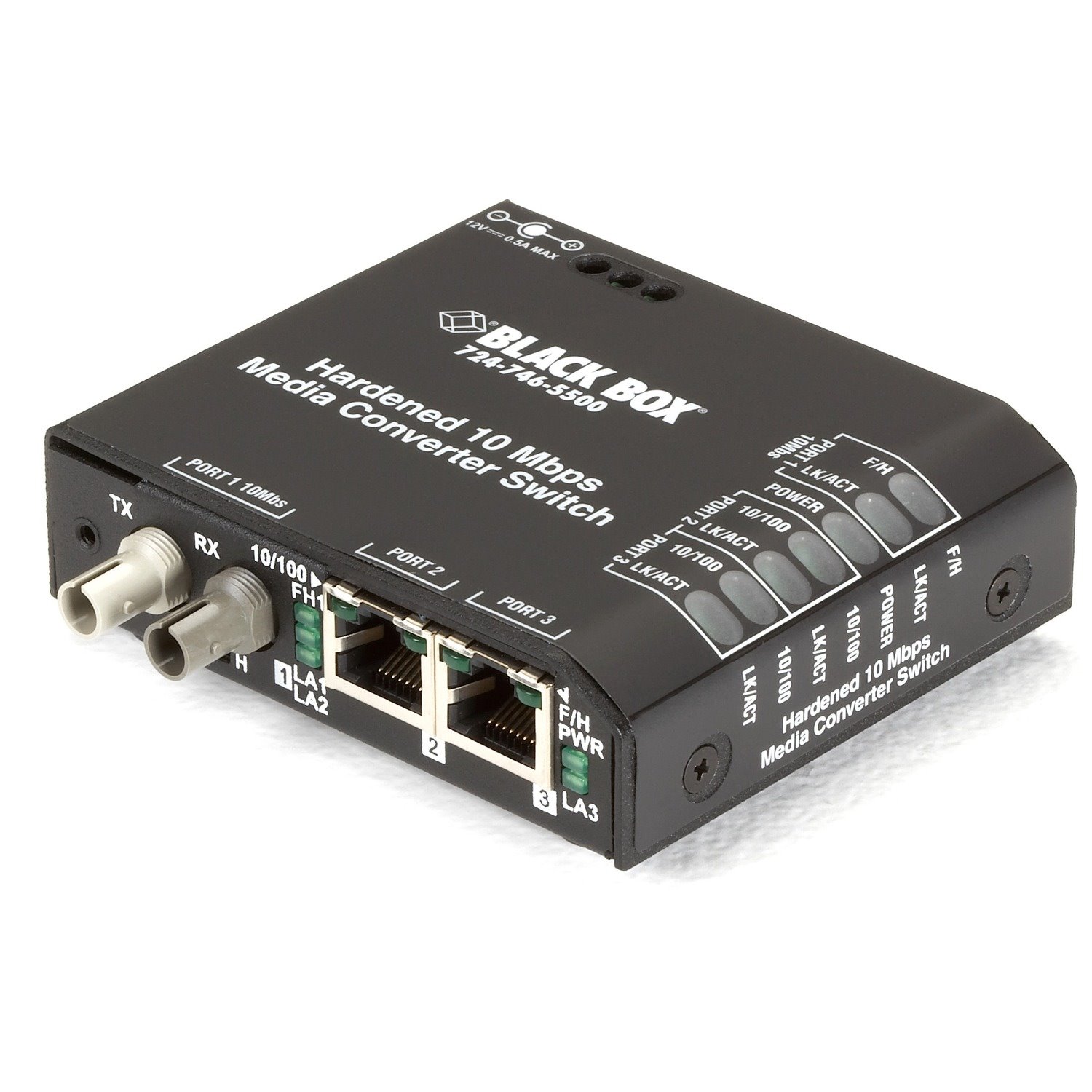 Black Box Industrial Ethernet Switch - Hardened Temperature, 3-Port