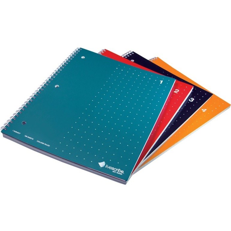 Livescribe Ana00017 Writing Notebook 100 Sheets Black Blue Orange Red (Livescribe Single Subject Lined Notebooks; Letter Size; 4 Pack; 1-4 [None Warranty])