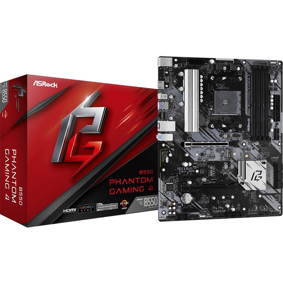 ASRock B550 Phantom Gaming 4 Desktop Motherboard - AMD B550 Chipset - Socket AM4 - ATX
