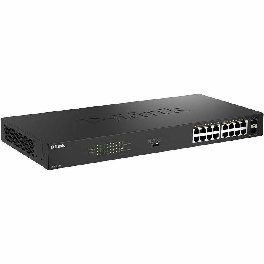 D-Link DGS-1018P 18-Port-Gigabit-PoE+-Switch Ohne Verwaltung 16X 10/100/1000 Mbit/S PoE+ 2X SFP-Port PoE Budget 240W