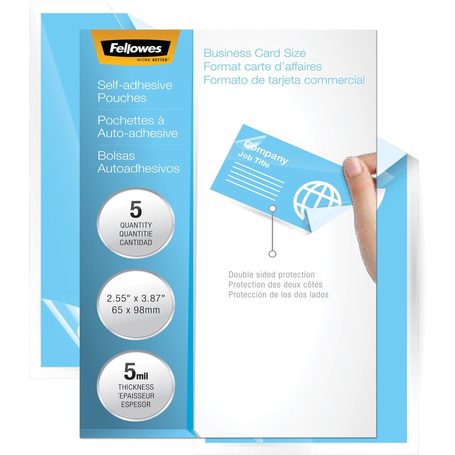 Fellowes Self-Adhesive Pouches - ID Tag, 5mil, 5 pack