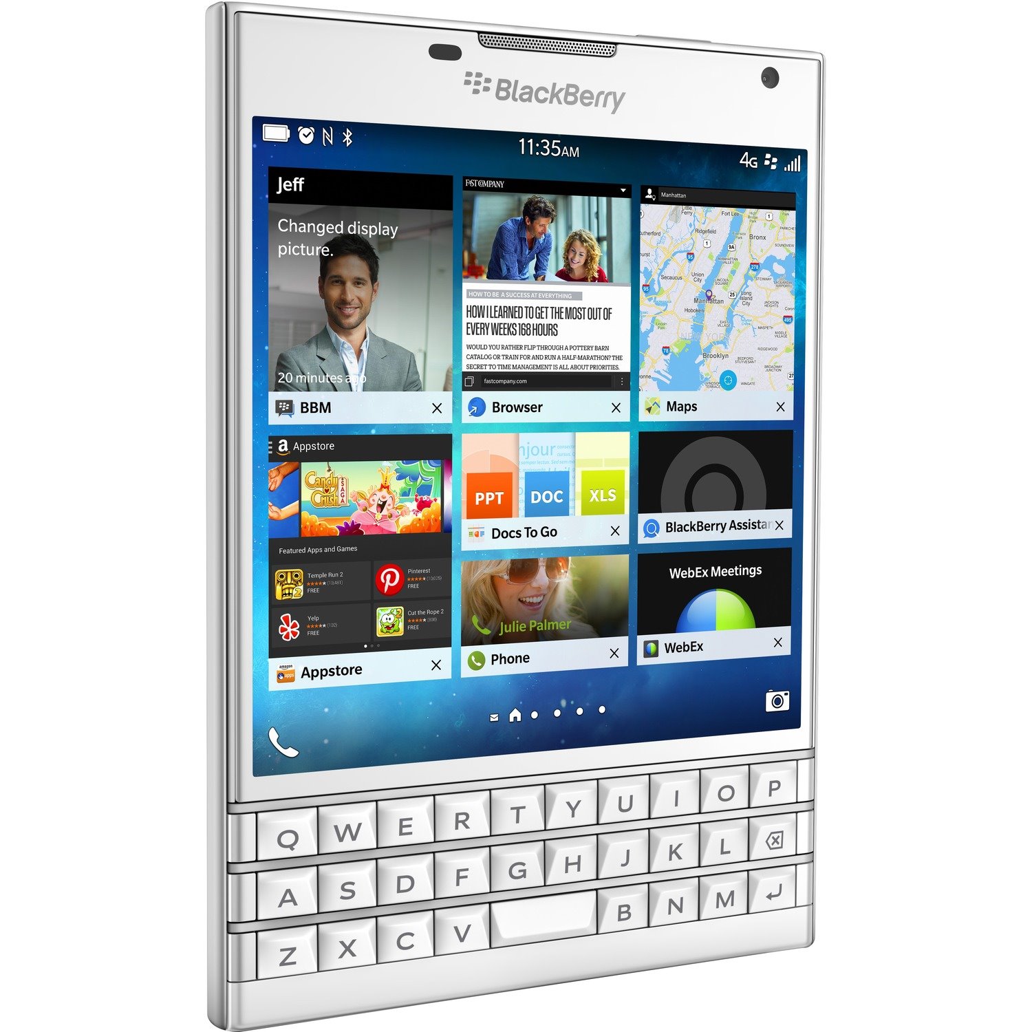 BlackBerry Passport 32 GB Smartphone - 11.4 cm (4.5") LCD HD 1440 x 1440 - 3 GB RAM - BlackBerry OS 10 - 4G - White
