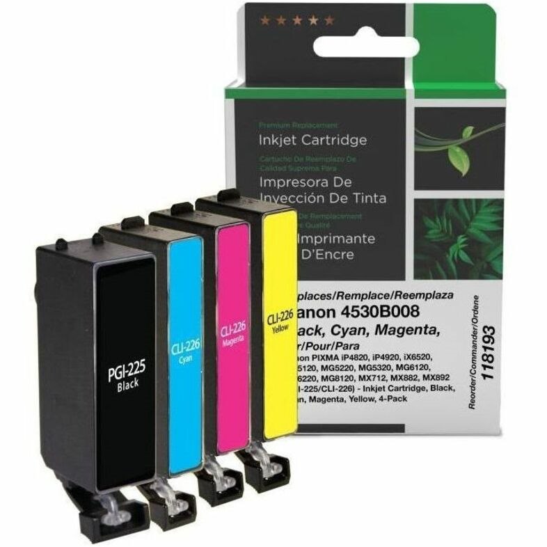 Clover Imaging Remanufactured Black, Cyan, Magenta, Yellow Ink Cartridges for Canon PGI-225/CLI-226 (4530B008) 4-Pack