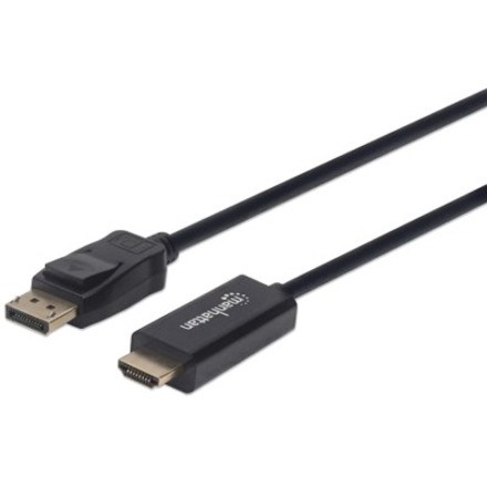 DisplayPort 1.2 to HDMI Cable, 4K@60Hz, 1.8m, Male to Male, DP With Latch, Black, Not Bi-Directional, Three Year Warranty, Polybag