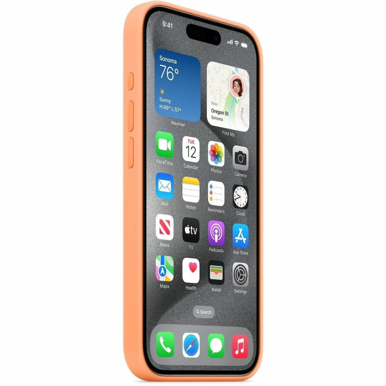Apple Case for Apple iPhone 15 Pro Smartphone - Orange Sorbet