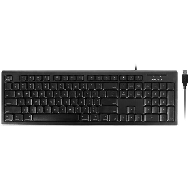 Macally Black 104 Key Full Size USB Keyboard for Mac