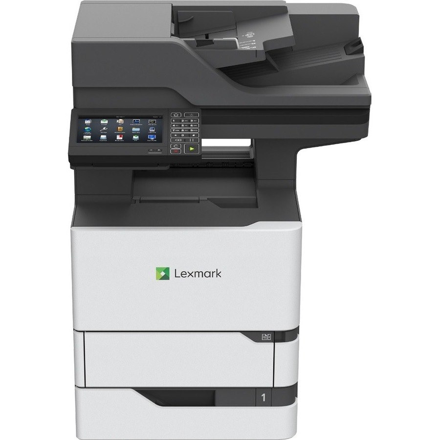 Lexmark MX720 MX721adhe Laser Multifunction Printer-Monochrome-Copier/Fax/Scanner-65 ppm Mono Print-1200x1200 Print-Automatic Duplex Print-300000 Pages Monthly-650 sheets Input-Color Scanner-600 Optical Scan-Monochrome Fax-Gigabit Ethernet