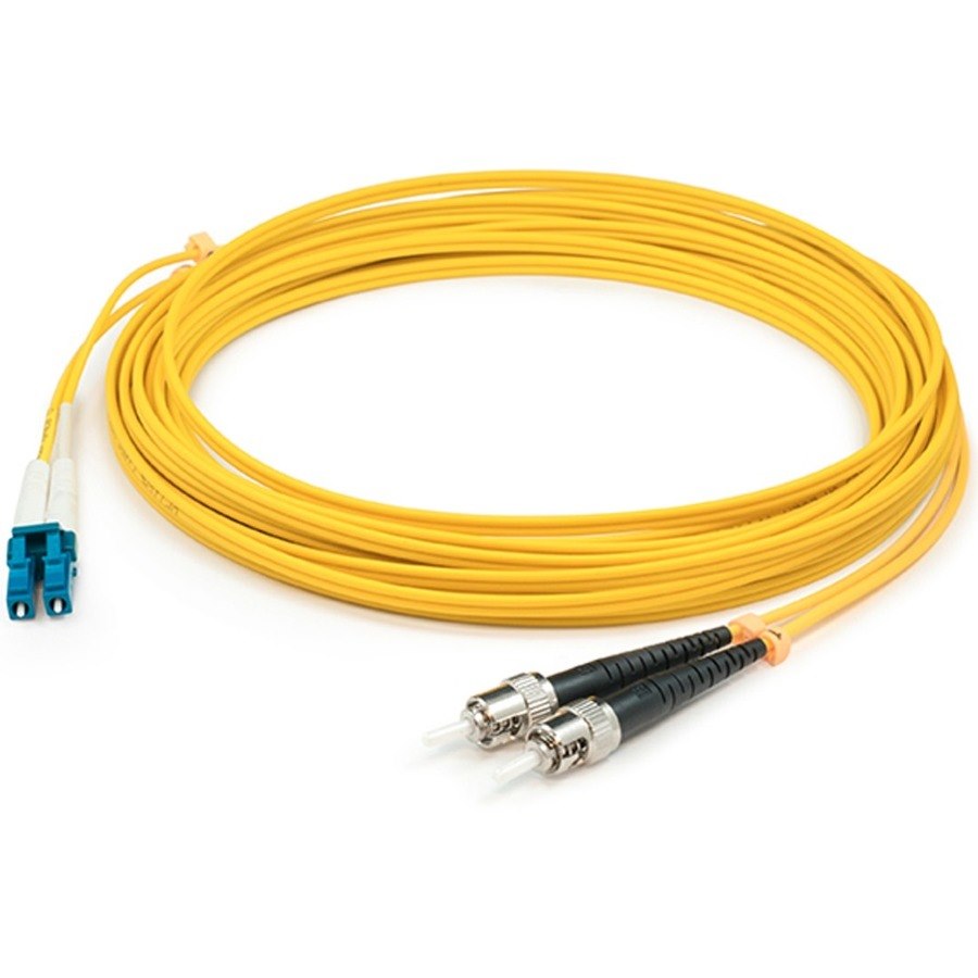 AddOn 10m ST to LC Yellow OS2 Duplex OFNP (Plenum-Rated) SMF Fiber Patch Cable