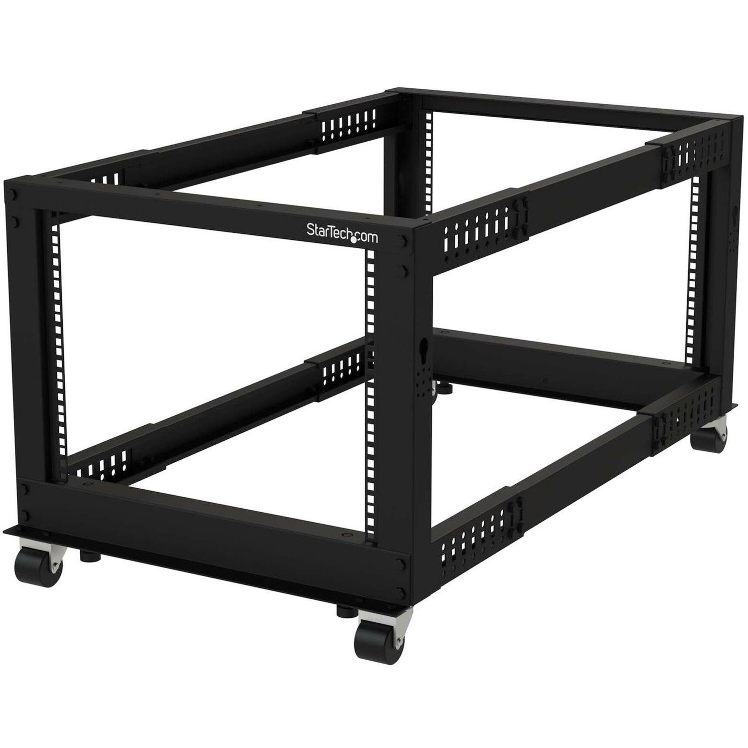 StarTech.com 4-Pfosten 8 HE Mobiles Open Frame Serverrack, 19" Netzwerk Rack, Rack f&uuml;r AV/IT; Rollen, Nivellierf&uuml;ße oder Bodenmontage