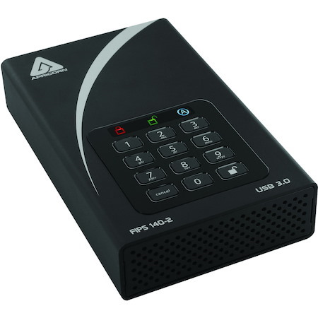 Apricorn Aegis Padlock DT FIPS ADT-3PL256F-12TB 12 TB Desktop Hard Drive - External - Black - TAA Compliant