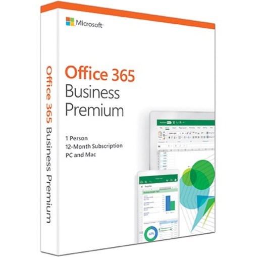 Microsoft Microsoft 365 Business Standard 32/64-bit, Bundle Support 1 Year Subscription - Box Pack - 1 User, 5 Phone, 5 Tablet, 5 PC/Mac - 1 Year