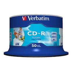 Verbatim CD Recordable Media - CD-R - 52x - 700 MB - 50 - White