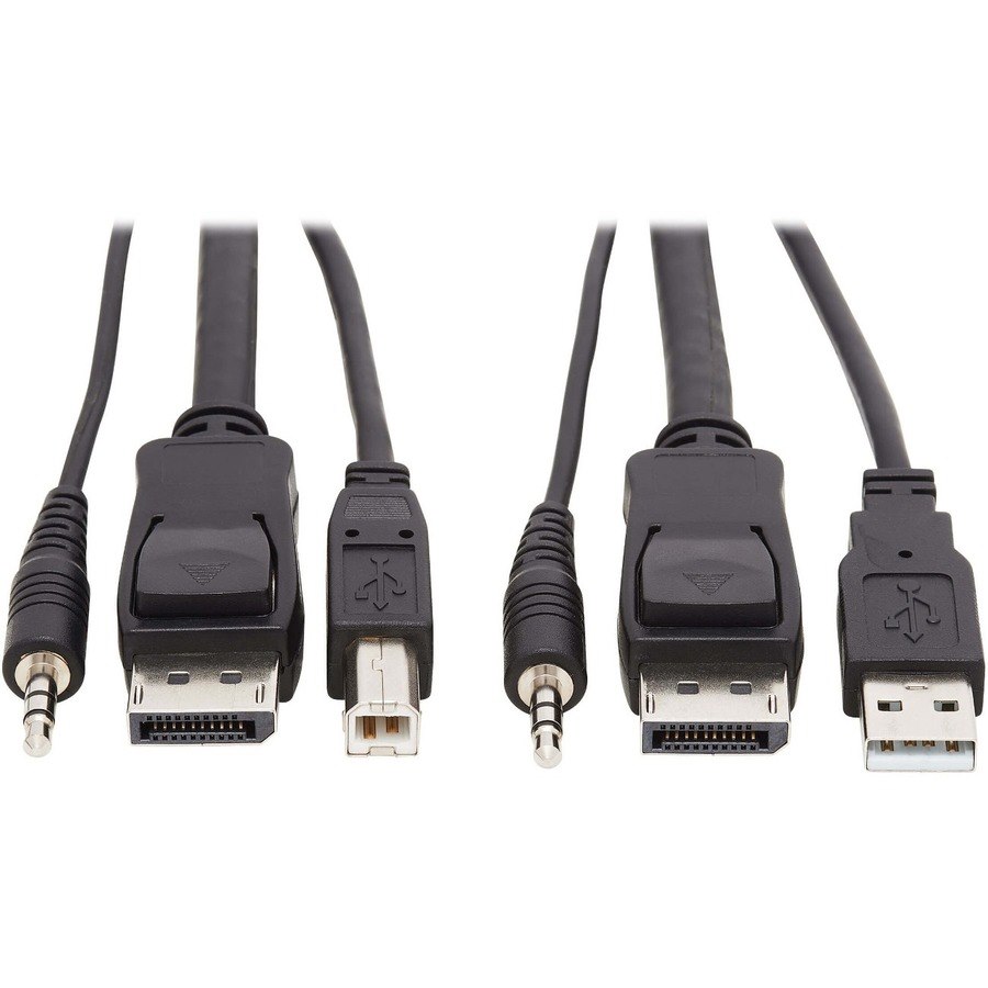 Eaton Tripp Lite Series DisplayPort KVM Cable Kit, 3 in 1 - 4K DisplayPort, USB, 3.5 mm Audio (3xM/3xM), 4:4:4, 6 ft. (1.83 m), Black