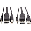 Eaton Tripp Lite Series DisplayPort KVM Cable Kit, 3 in 1 - 4K DisplayPort, USB, 3.5 mm Audio (3xM/3xM), 4:4:4, 6 ft. (1.83 m), Black