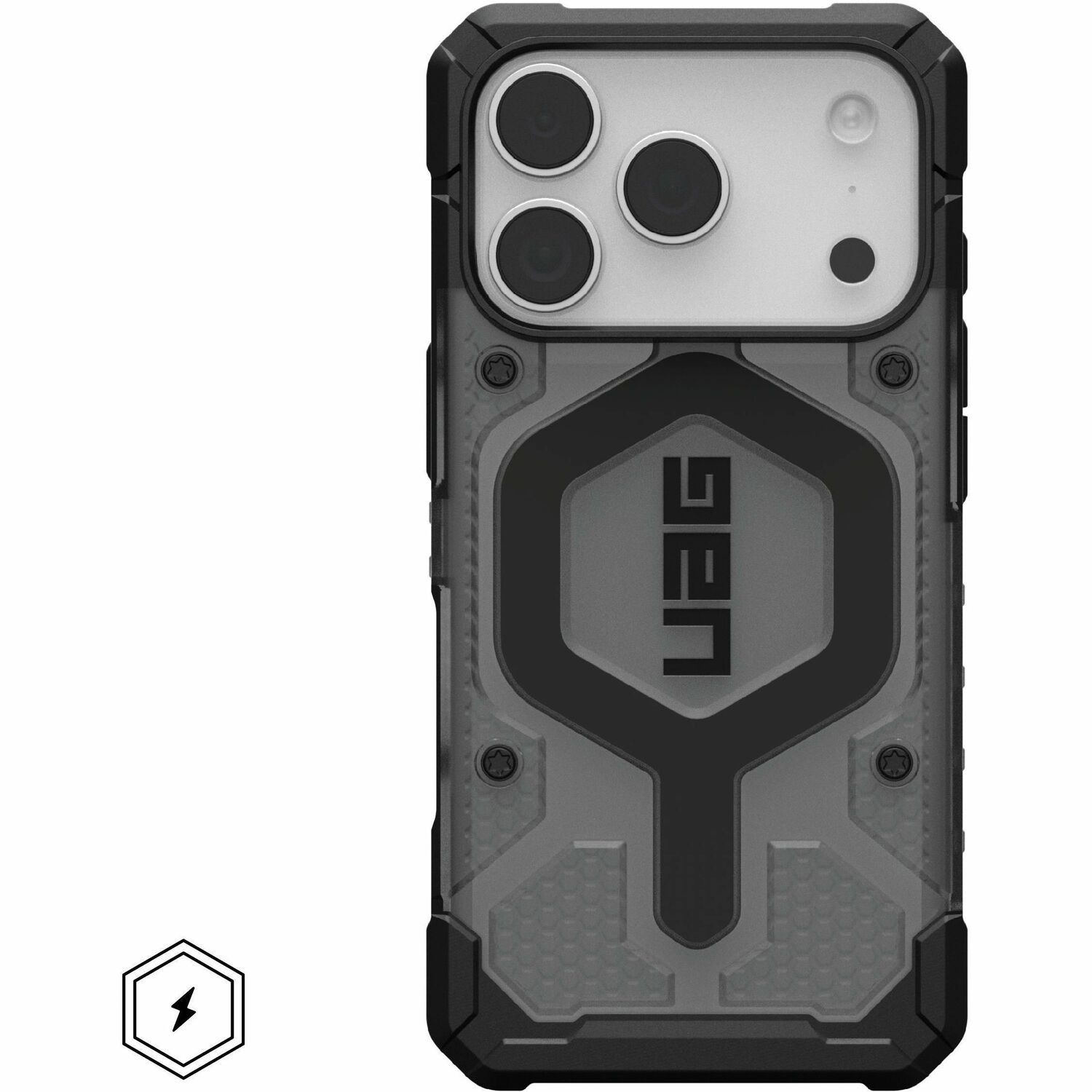Urban Armor Gear Pathfinder Clear Case voor Apple iPhone 17 Pro Smartphone - Hex - As, Zwart