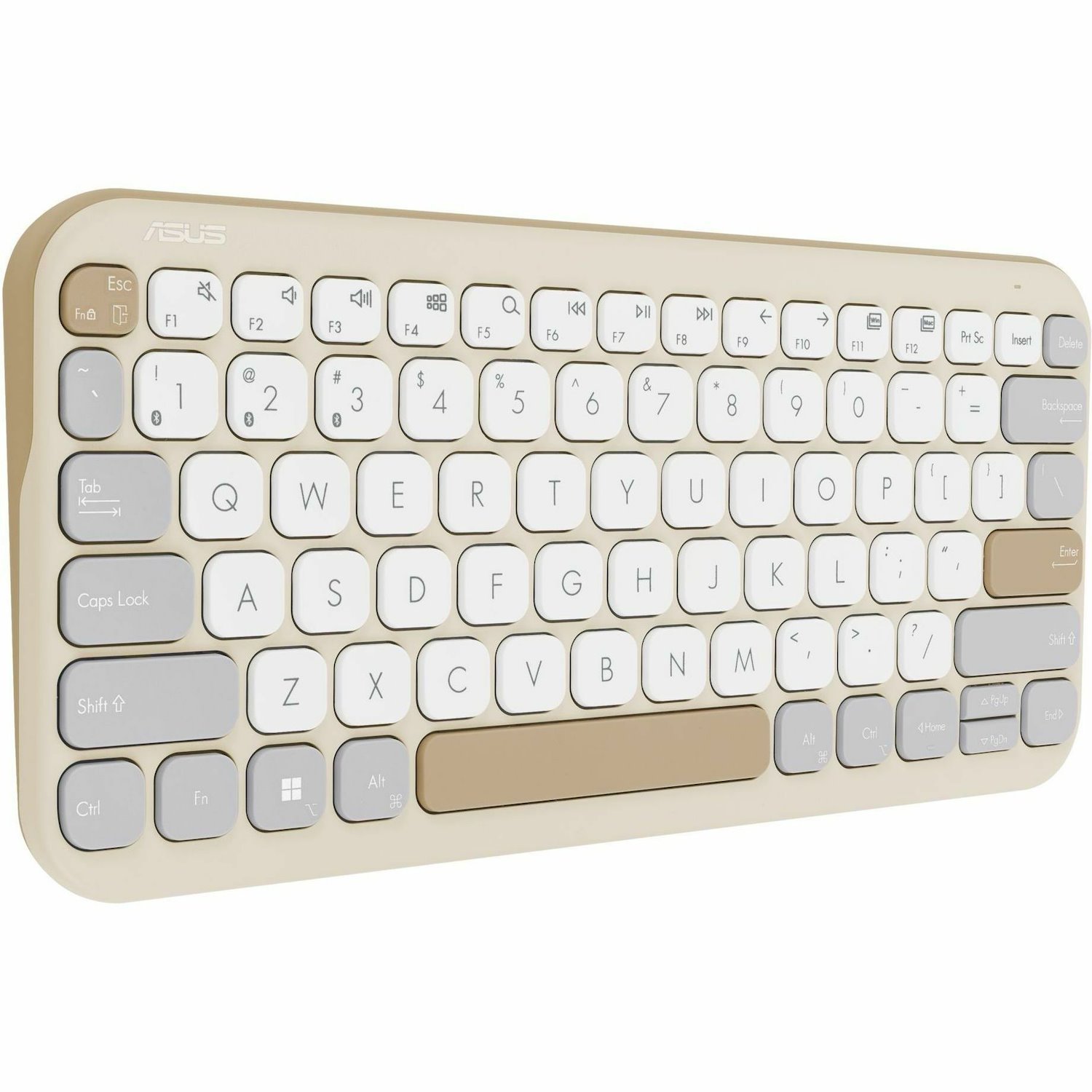 Asus Marshmallow KW100 Keyboard - Wireless Connectivity - Oat Milk