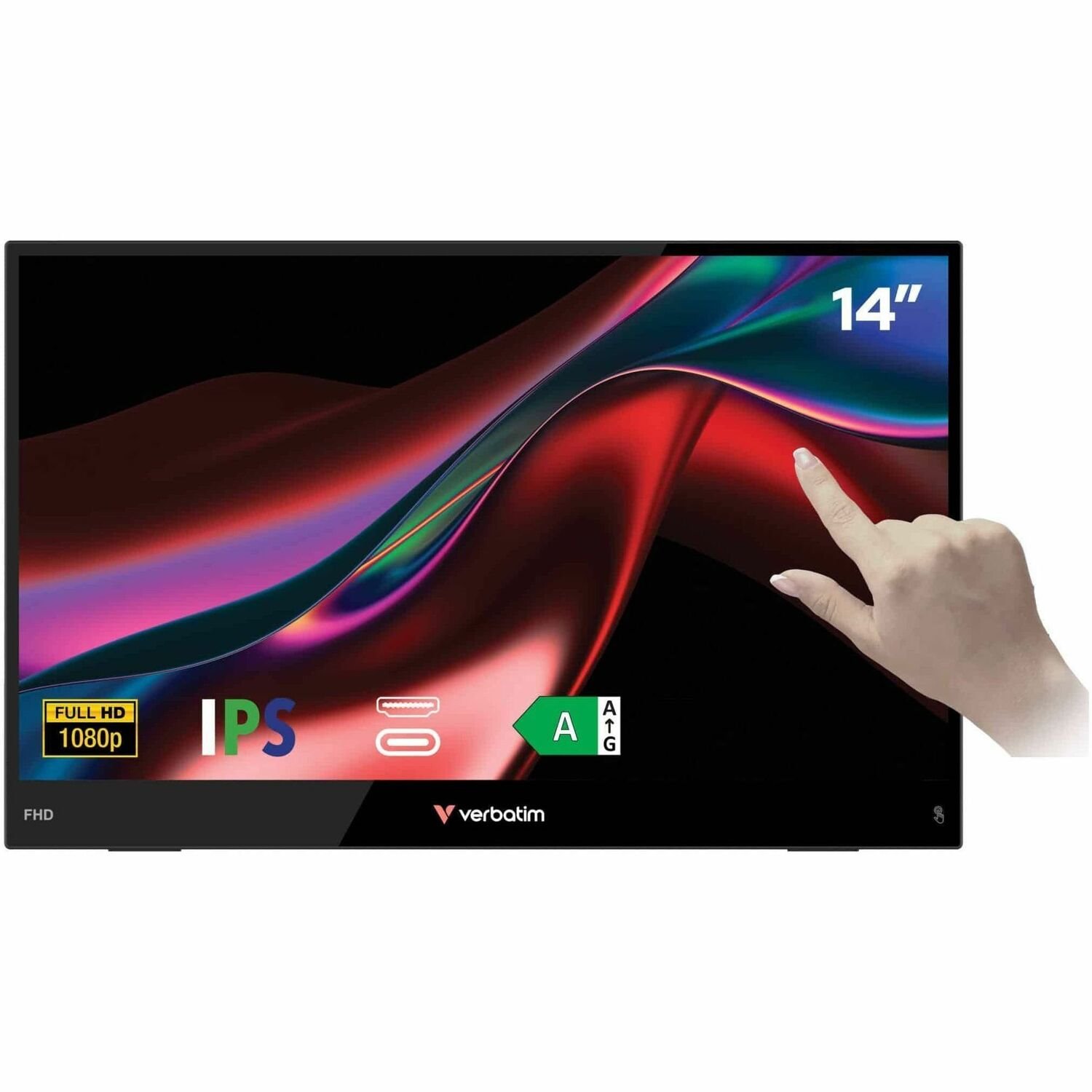 Verbatim LIGHT 14" Class LCD Touchscreen Monitor - 16:9 - 10 ms