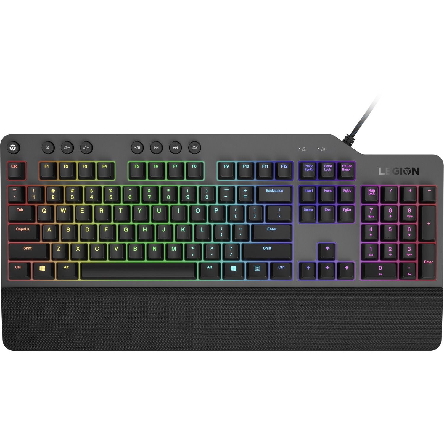 Lenovo Legion K500 Gaming Keyboard - Cable Connectivity - USB 2.0 Interface - English (UK) - QWERTY Layout - Black, Grey