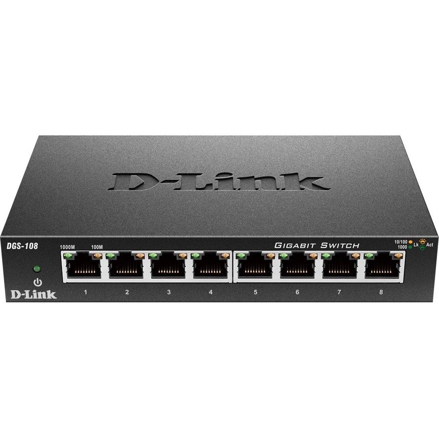 D-Link DGS-108 8 Port Gigabit Unmanaged Metal Desktop Switch