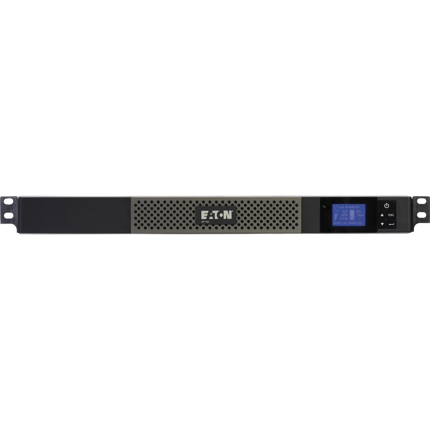 Eaton 5P 750VA 600W 120V Line-Interactive UPS, 5-15P, 5x 5-15R Outlets, True Sine Wave, Cybersecure Network Card Option, 1U