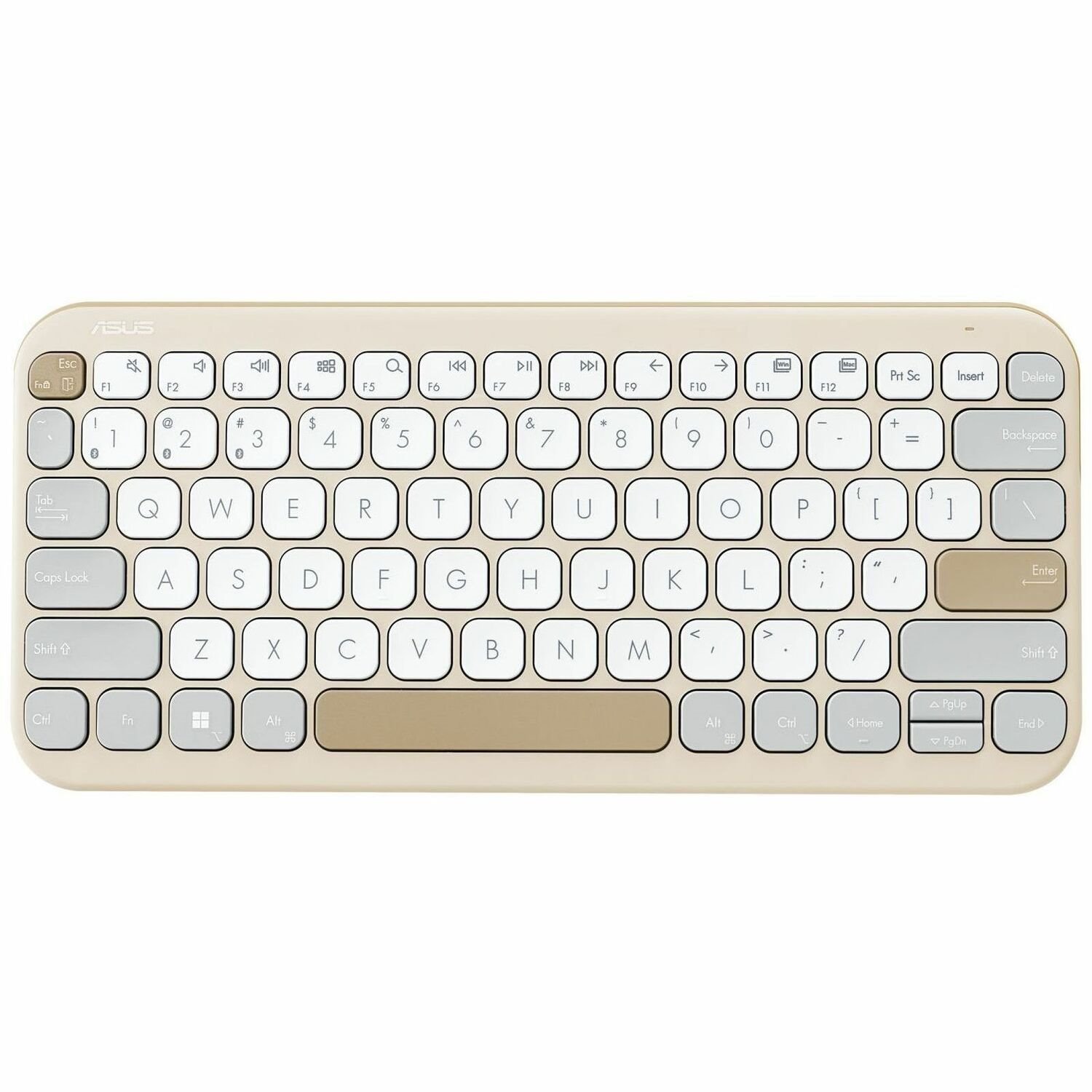 Asus Marshmallow KW100 Keyboard - Wireless Connectivity - Oat Milk