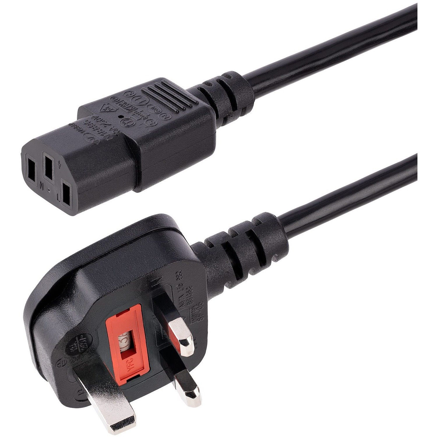 StarTech.com 1.8m UK Computer Stroomkabel, 18AWG, BS 1363 naar C13, 10A 250V, Zwart, AC Vervangkabel, Kettle Lead / UK Voedingskabel