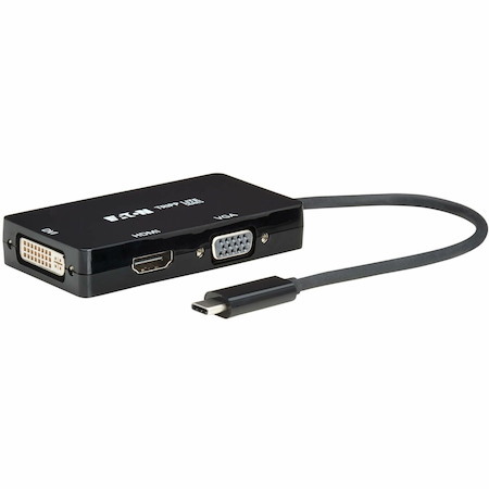 Eaton Tripp Lite Series USB-C Multiport Adapter (M/3xF) - 4K 60 Hz HDMI, DVI, VGA, HDCP, Black