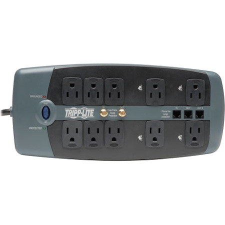 Eaton Tripp Lite Series Protect It! 10-Outlet Surge Protector, 8 ft. (2.43 m) Cord, 3345 Joules, Tel/Modem/Coaxial Protection
