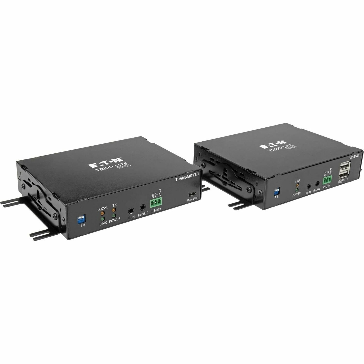 Eaton Tripp Lite Series DisplayPort over Fiber Extender Kit, Transmitter/Receiver, 4K 60 Hz, 4:4:4, RS-232, IR, Multimode LC, 985 ft. (300 m), TAA