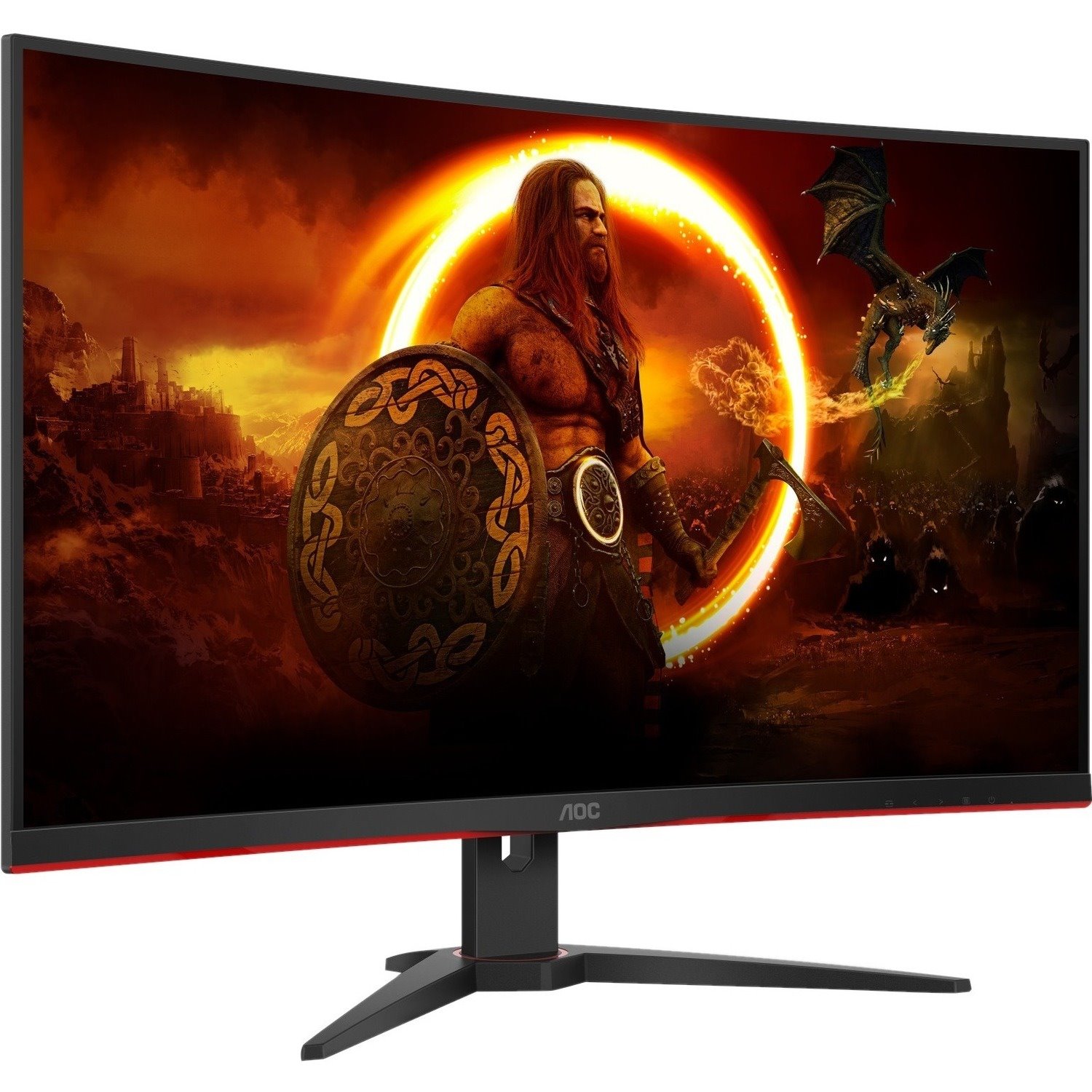 AOC C32G2ZE 32" Class Full HD Curved Screen Gaming LCD Monitor - 16:9 - Black/Red