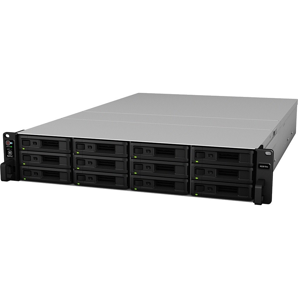 Synology RackStation RS3618XS 12 x Total Bays SAN/NAS Storage System - Intel Xeon D-1521 Quad-core (4 Core) 2.40 GHz - 8 GB RAM - DDR4 SDRAM - 2U Rack-mountable