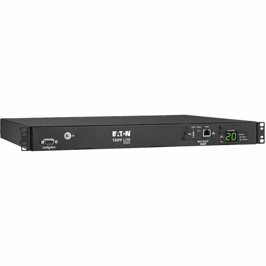 Eaton Tripp Lite Series 3.8kW 200-240V Single-Phase ATS/Monitored PDU - 8 C13 and 2 C19 Outlets, Dual C20 Inlets, 12 ft. Cords, Network Card, 1U, TAA