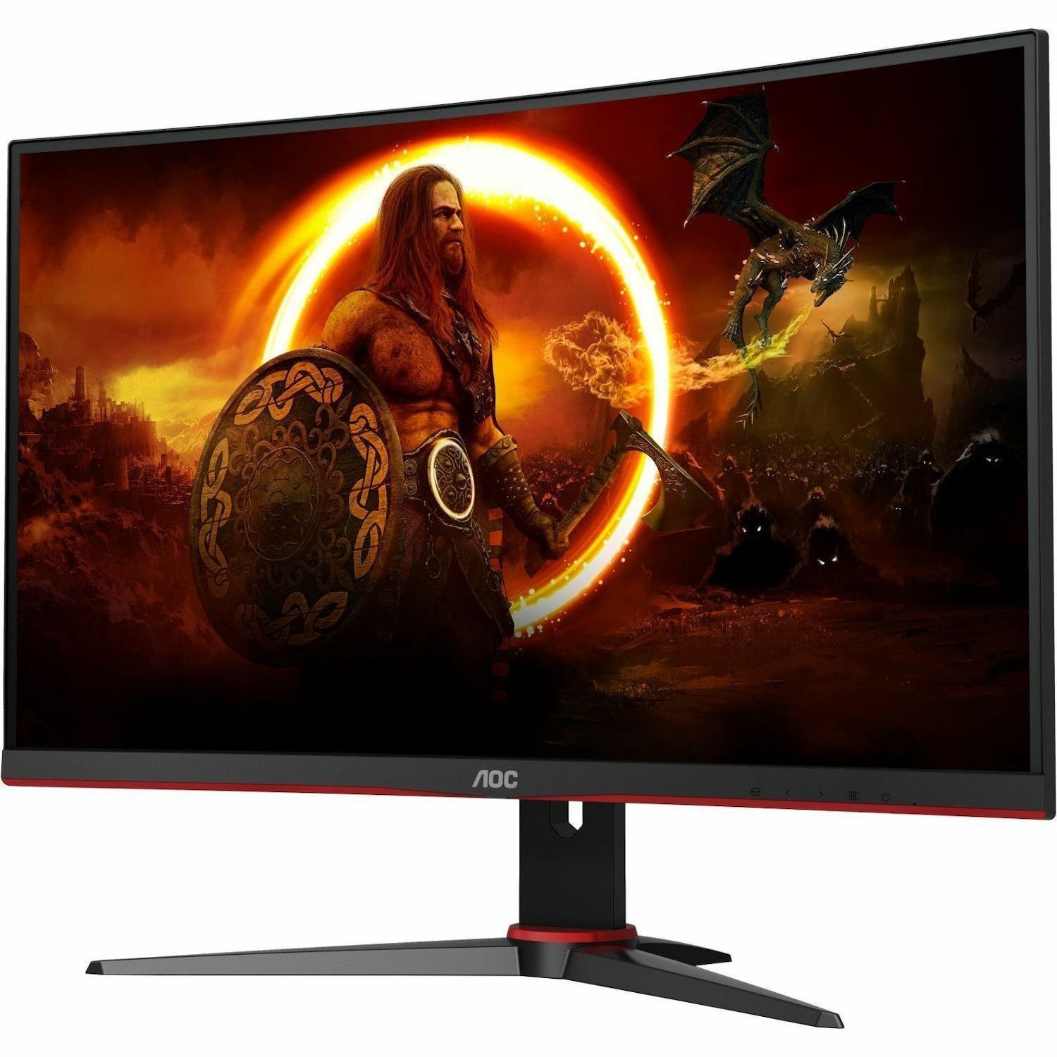 AOC C27G2E 27" Class Full HD Curved Screen Gaming LED Monitor - 16:9 - Black, Red