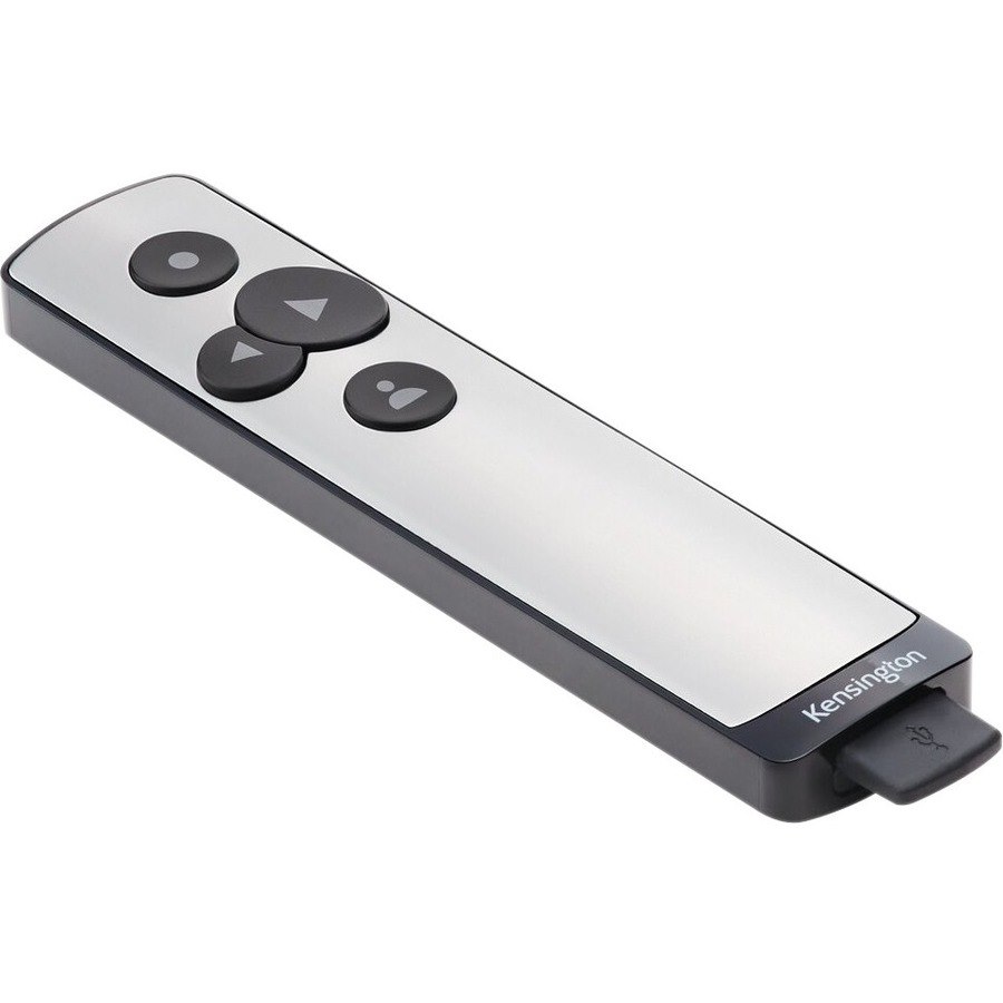 Kensington Presentation Pointer - Radio Frequency - USB - 4 Button(s) - Silver