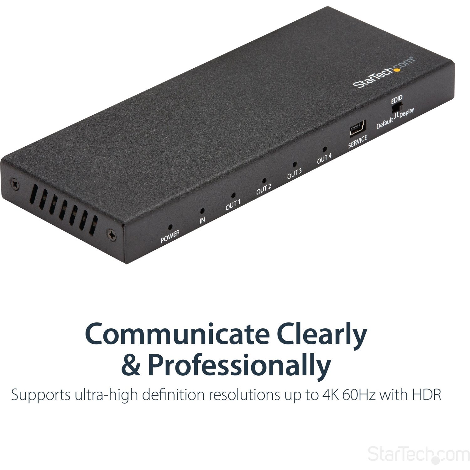 StarTech.com 4 Port HDMI Splitter - 4K 60Hz - 1x4 Way HDMI 2.0 Splitter - HDR - ST124HD218