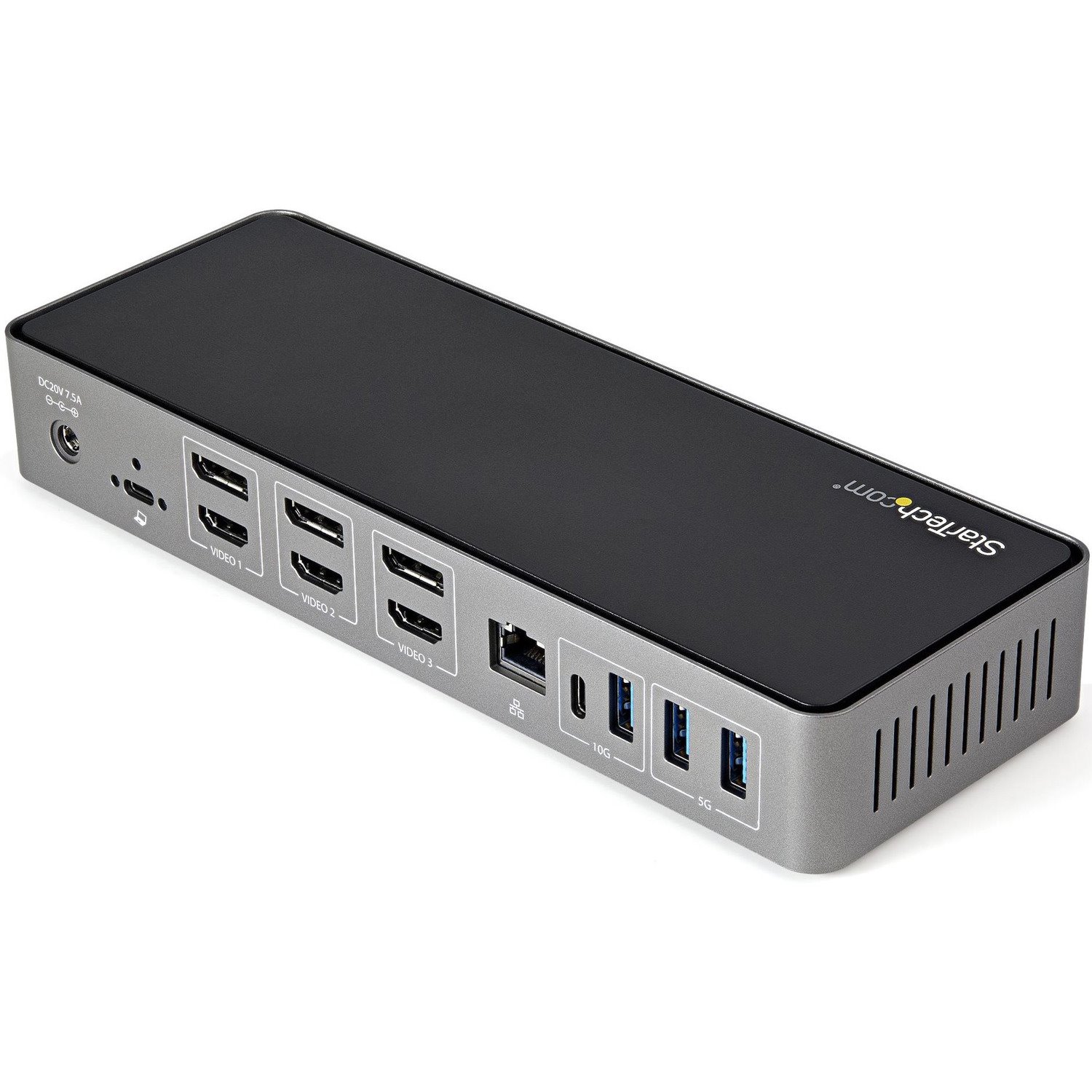 StarTech.com USB-C & USB-A Dock, Hybrid Triple Monitor Laptop Docking Station DisplayPort & HDMI 4K 60Hz/85W PD/6x USB/GbE, TAA