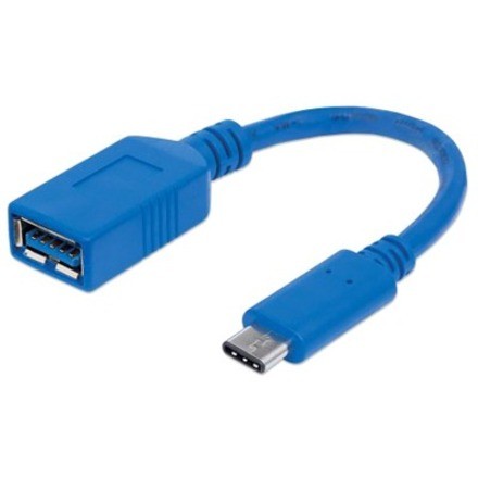 Manhattan Usb-C To Usb-A Cable 15CM- Male/Female 5GBPS (Usb 3.0) Blue